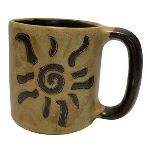 Mara of Mexico Brown Stoneware Coffee Mug Tea Cup Sun Energy Positivity Clarity